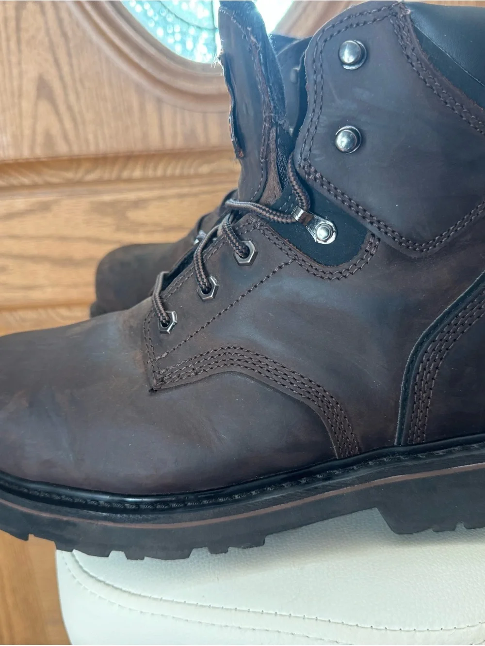 Timberland PRO Brown Leather Work Boots with Padded Collar